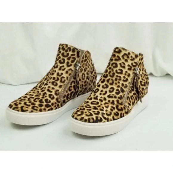 Steve Madden 7.5M Women's Animal Cheetah Print Side Zip Ankle Fashion Sneakers - Picture 10 of 12